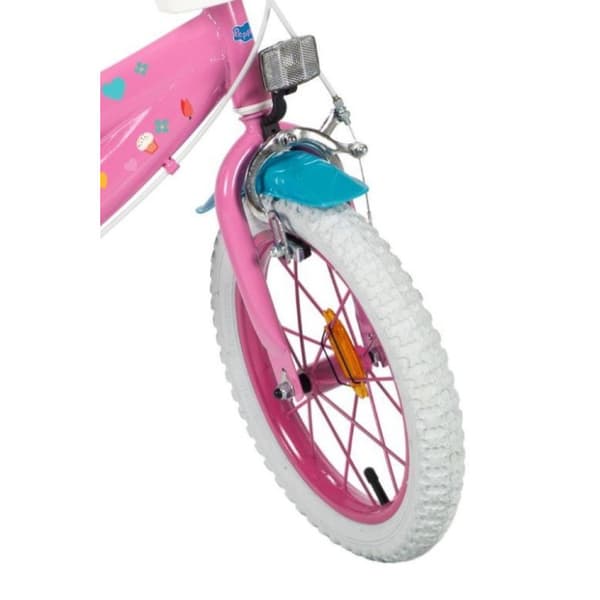TMS 14" Gurli Gris børnecykel, lyserød, med sidehjul