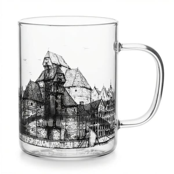 GLASKOP BYEN GDAŃSK 0,4L TRANSPARENT MED SORT TRYK