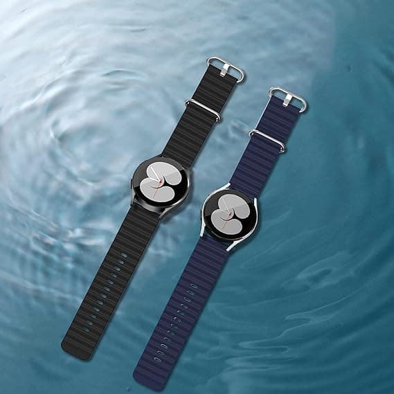 2x URREM TIL Samsung Galaxy Watch 5/4/3 SILIKONE SORT BLÅ 20mm