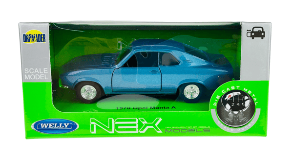 Welly 1970 opel manta A blå 1:34 43814