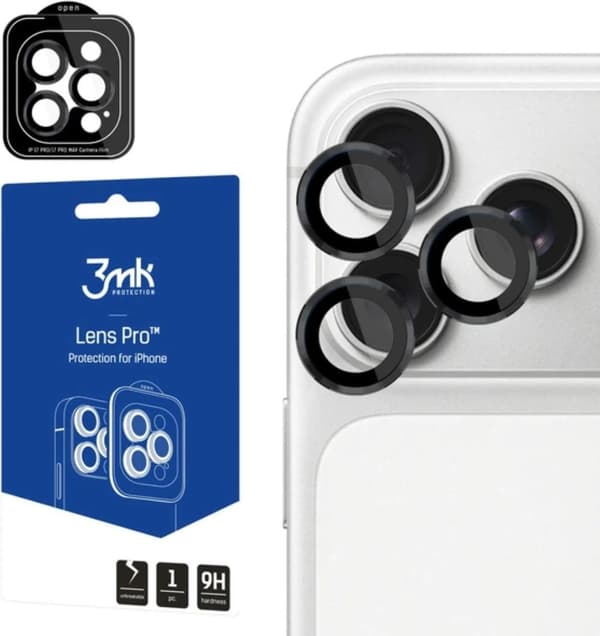 Apple iPhone 17 Pro / 17 Pro Max - 3mk linssinsuoja Pro musta