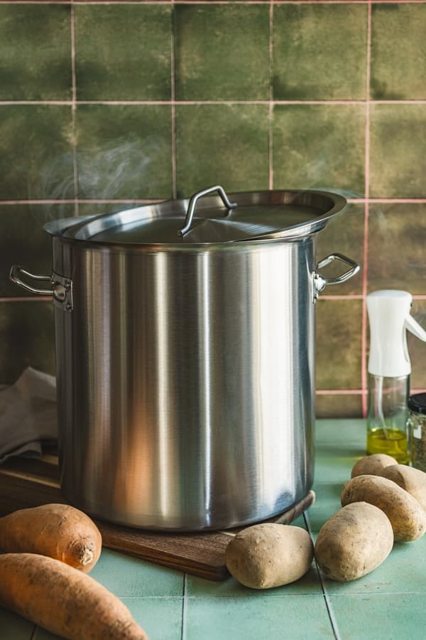 Gryde i rustfrit stål 30,5 cm gastroprot 22L med metallåg