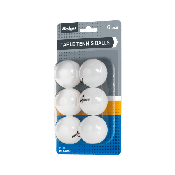 Set med 6 Rebel Active bordtennisbollar, PP-material