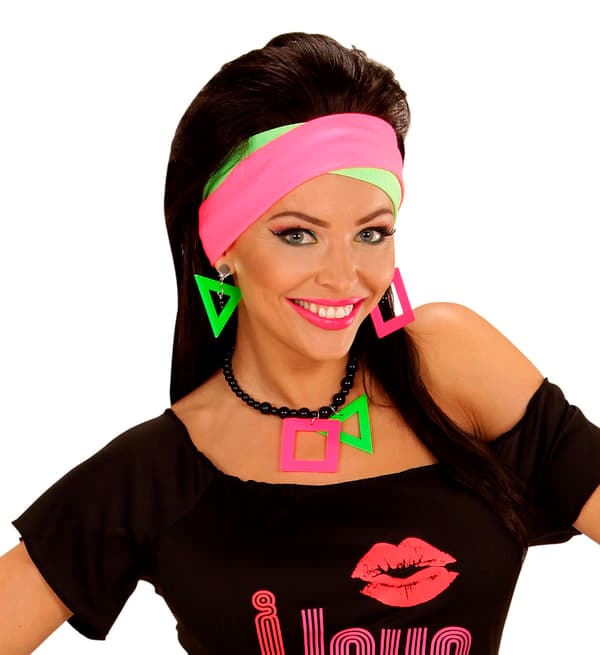80-tals neon disco örhängen halsband set