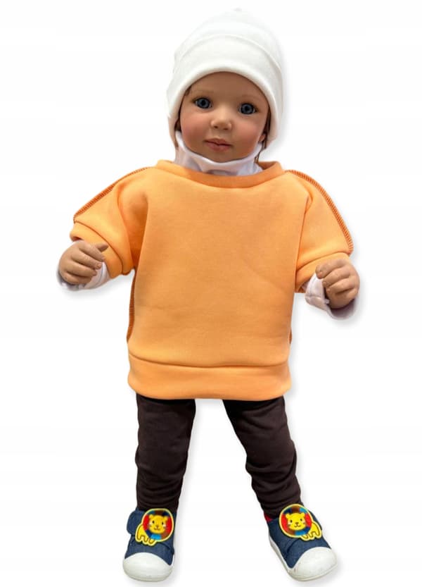 Børneponcho 146 vest kappevarmer bomuld fluffy abrikos