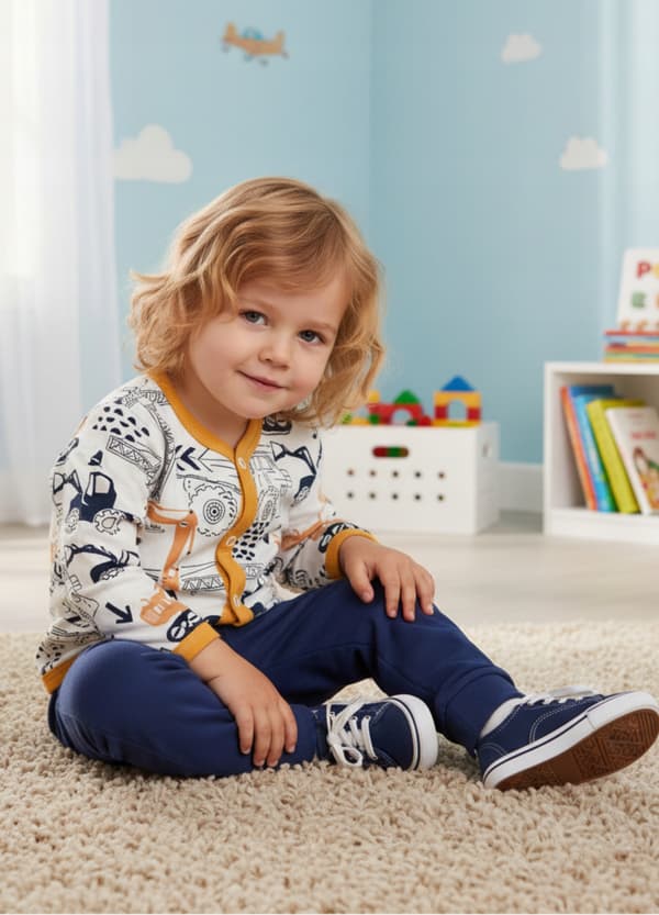 Kaftan pojkskjorta knäppbar långärmad 116 kopparki