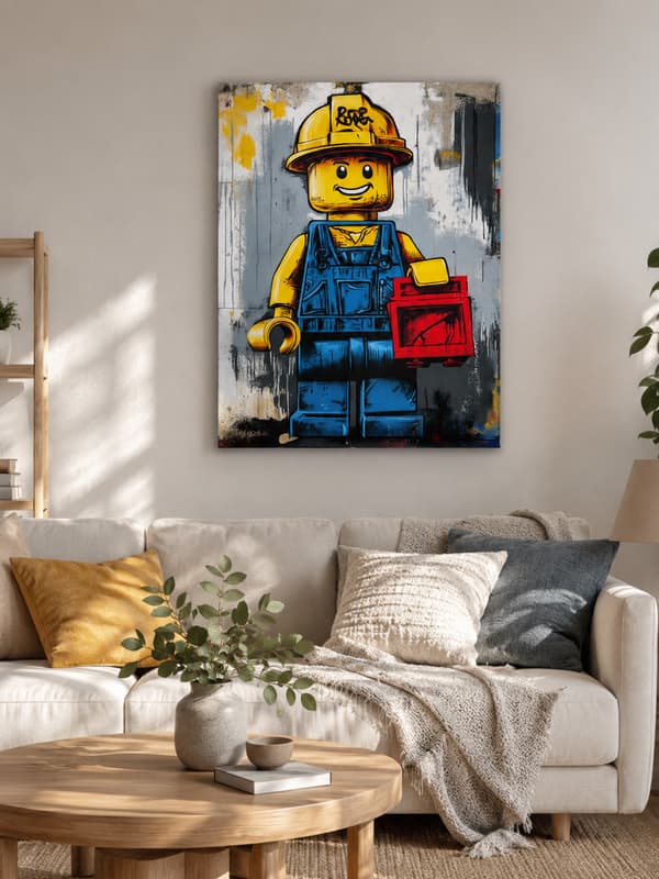 Maleri efter tal med ramme Billeder til maling - Lego Builder 40x50 cm