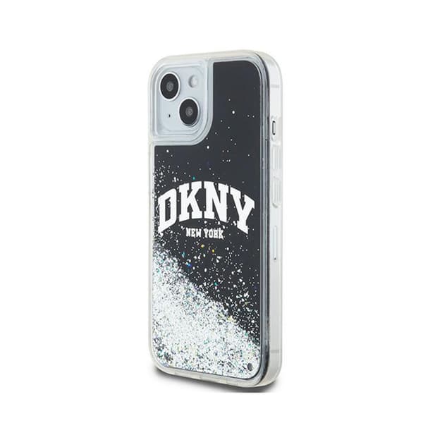 DKNY Liquid Glitter Stor Logotyp - iPhone 15 Plus / 14 Plus Skal (Svart)