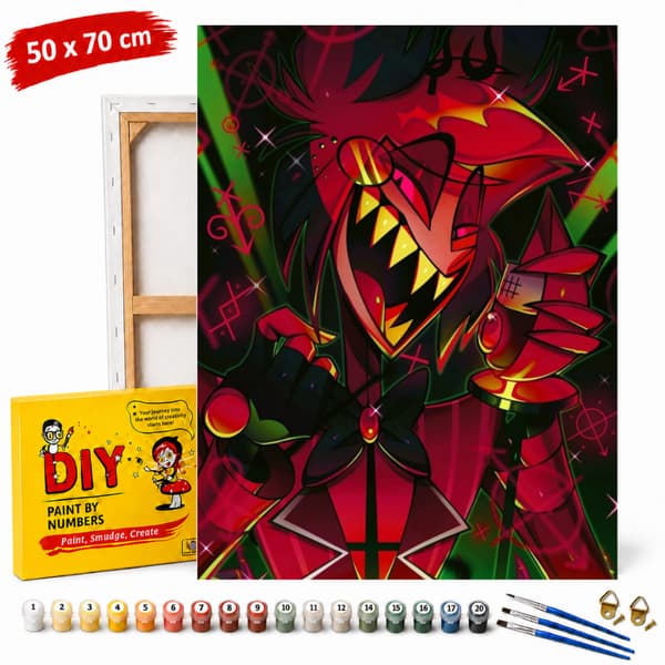 Mal efter nummer billede med ramme Hazbin Hotel Alastor 50x70 cm