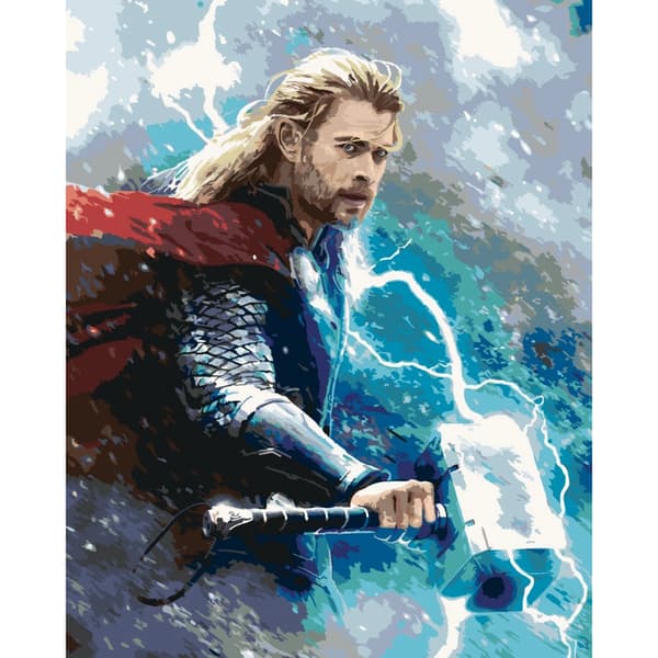 MÅLNING MED SIFFROR Bilder att måla - Thor i stormen Marvel 40x50 cm