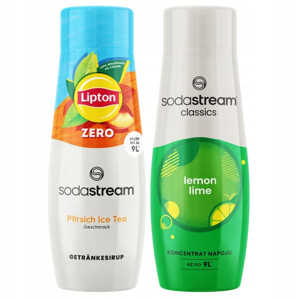 2x SodaStream Lipton Ice Tea Peach Zero Sugar Free Sirup + Citronlime