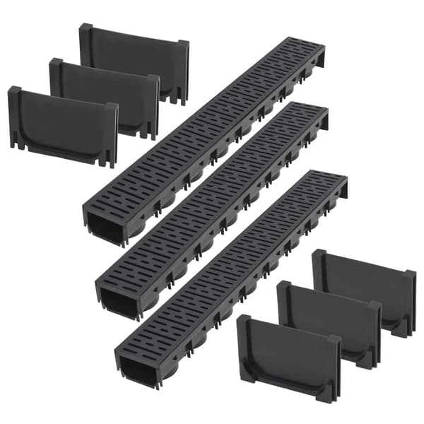 vidaXL Dräneringsrännor, plast, 3 m