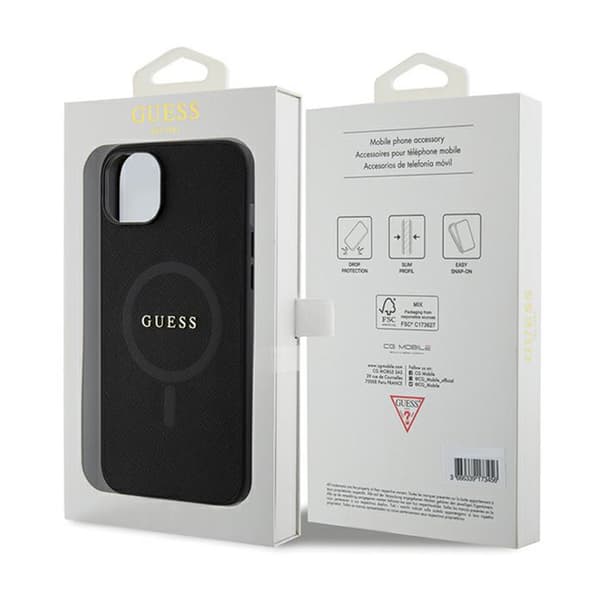 Guess Saffiano MagSafe – iPhone 15 Plus-skal (svart)