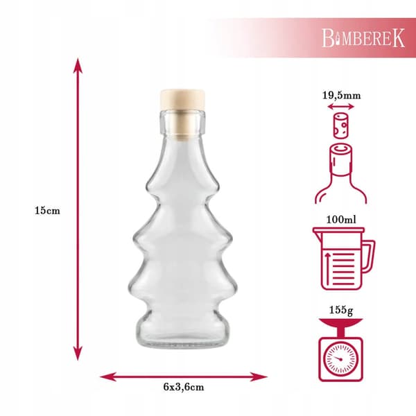 20x glasflaskor 3D julgran 100ml flaska FÖR tinkturer JUICE Jul