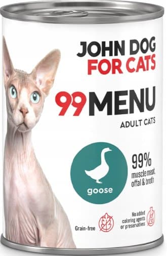 John Dog för katter | 99 meny | Våtfoder för katter burk 400g - Goose 400g