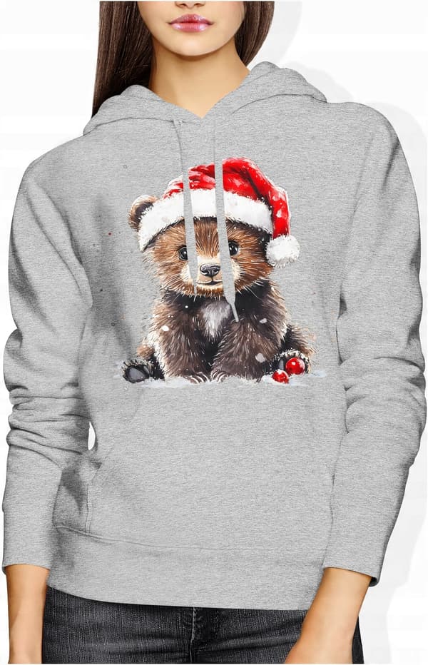 DAME JULESWEATSHIRT MED BAMSEPRINT, BOMULD TIL JUL