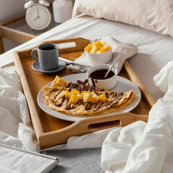 Vikbar bambu frukostbord 50x30x24,5 cm