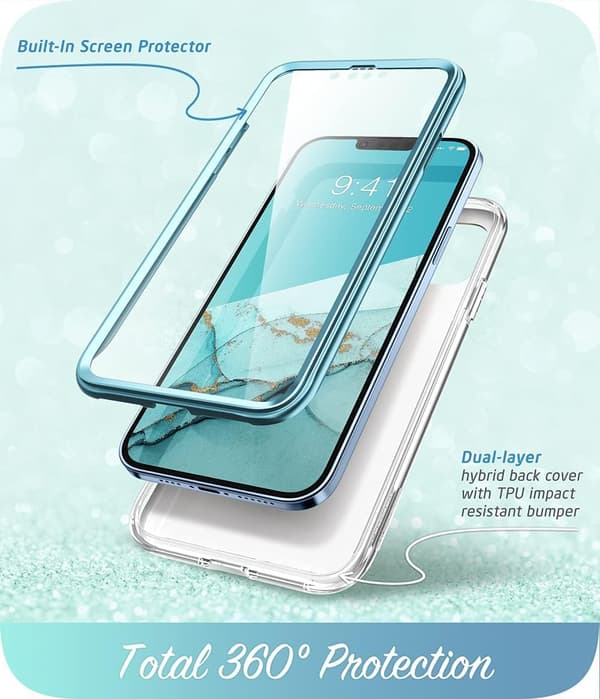 DOBBELT ETUI TIL IPHONE 13 PRO 6,1' BESKYTTELSE FRONT OG BAGSIDEN