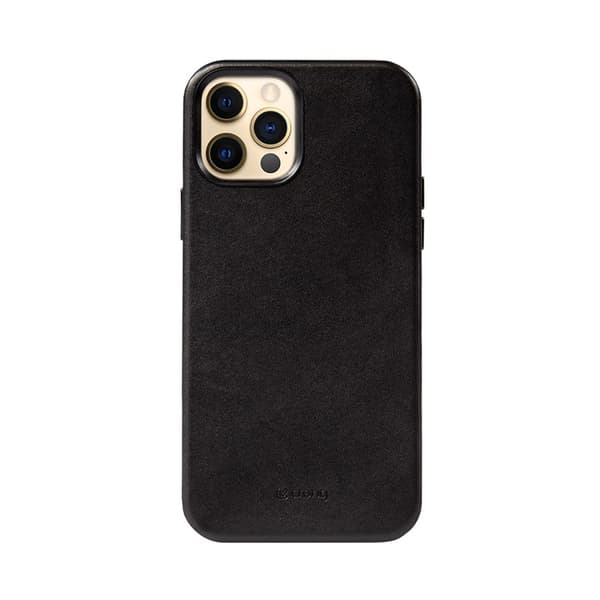 Crong Essential Cover - iPhone 12 Pro Max -tekonahkakotelo (musta)