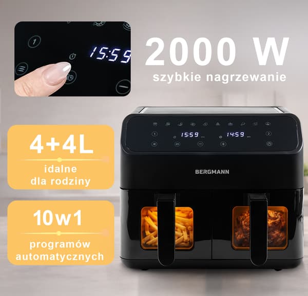 Bergmann YA 2 komioinen ilmafrytyyri 4l+4l 2000W