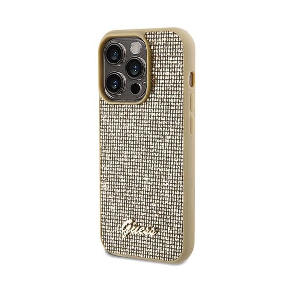 Guess Disco Metal Script - iPhone 14 Pro Max -suojakuori (kulta)