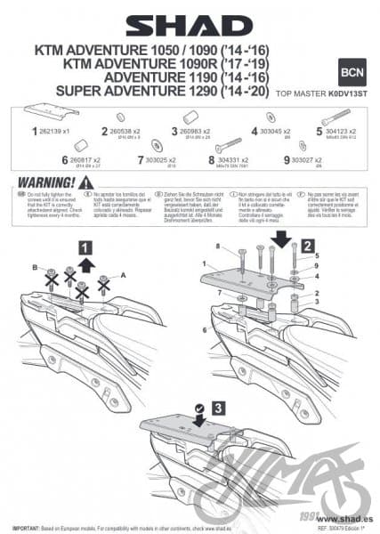 Shad toppboxhållare för KTM 790 Adventure