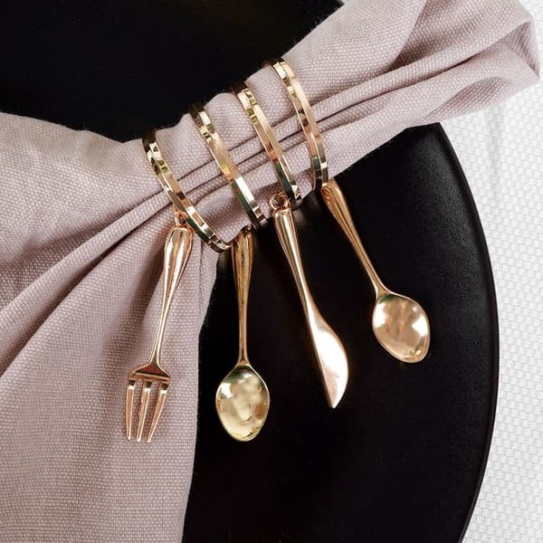 Servietringe metal guld bestik 4 cm 4 stk