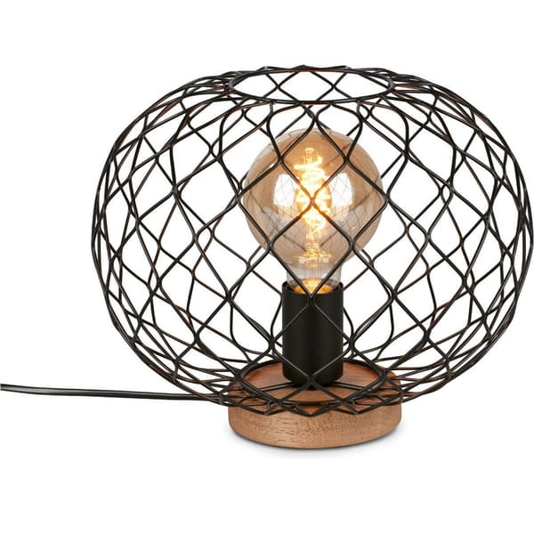 Retro loft sängbordslampa E27 svart trä 30 cm för vardagsrum sovrum