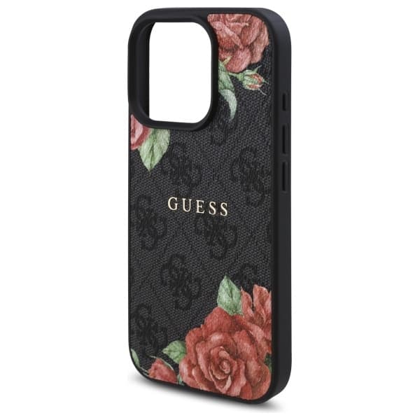 Guess GUHMP16LP4ROPEMCK iPhone 16 Pro 6.3 sort/sort hårdt cover 4G blomsterprint MagSafe