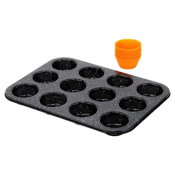 Granit muffinsform med silikonformar 13 delar