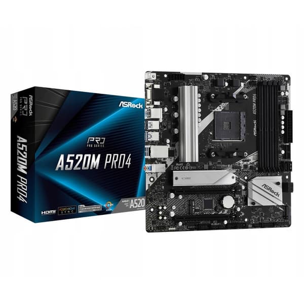 ASRock A520M PRO4 Micro ATC Socket AM4 Bundkort