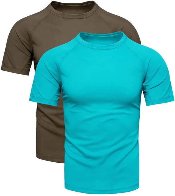 Herre 2-pak t-shirt khaki og blå S
