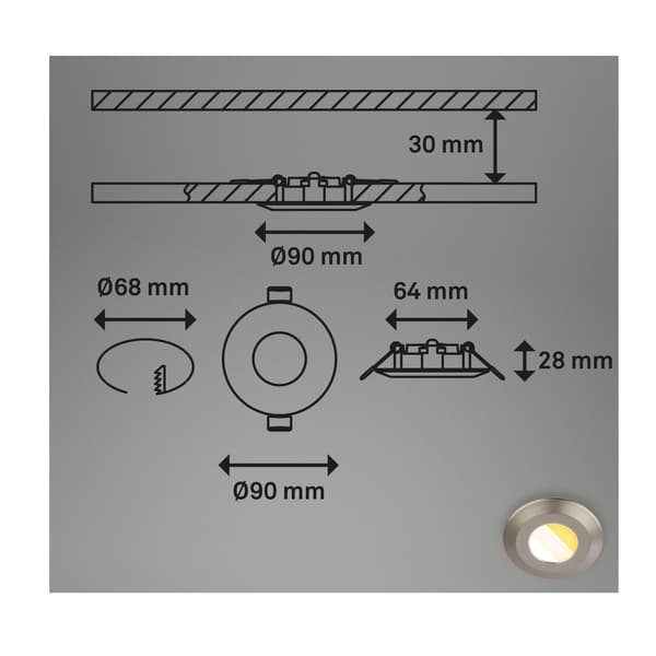 LED indbyggede spotlights 3x4,9W IP44 dæmpbar variable farver badeværelse