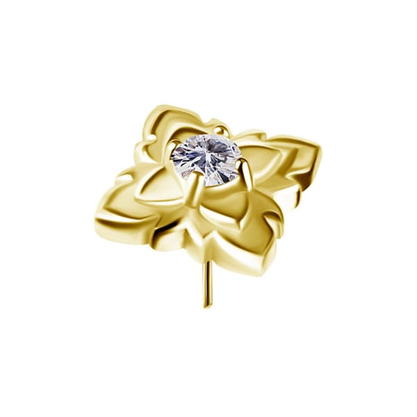Trycklock - blomma med vit zirkon - CoCr NF - guld - PI-026