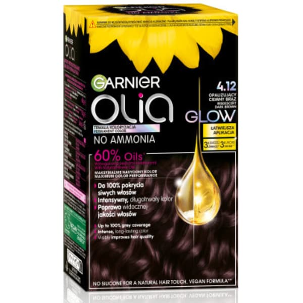 Garnier Olia permanent hårtoning 4.12 iriserende mørkebrun