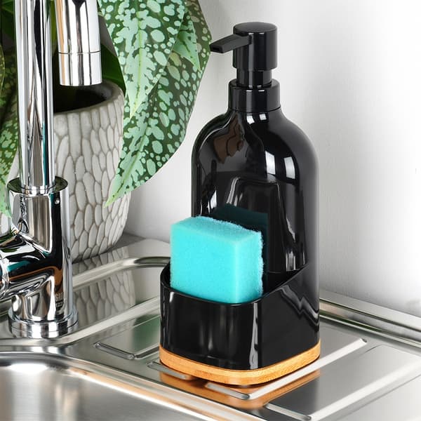 Diskmedelsdispenser med svampbehållare svart 500 ml