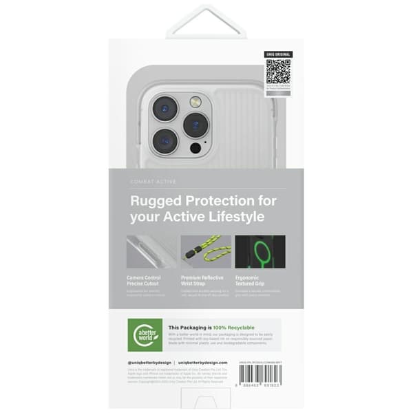 UNIQ Combat Active iPhone 16 Pro Magclick Charging -kotelo, valkoinen