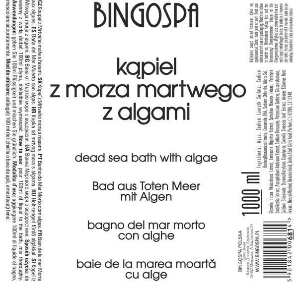Kuolleenmeren kylpy levillä 1000 ml BINGOSPA