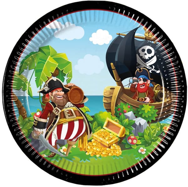 Papperstallrikar PIRATER Piratön 23cm 8st