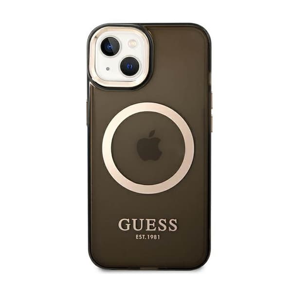 Guess Gold Outline Translucent MagSafe - iPhone 14 Plus cover (sort)