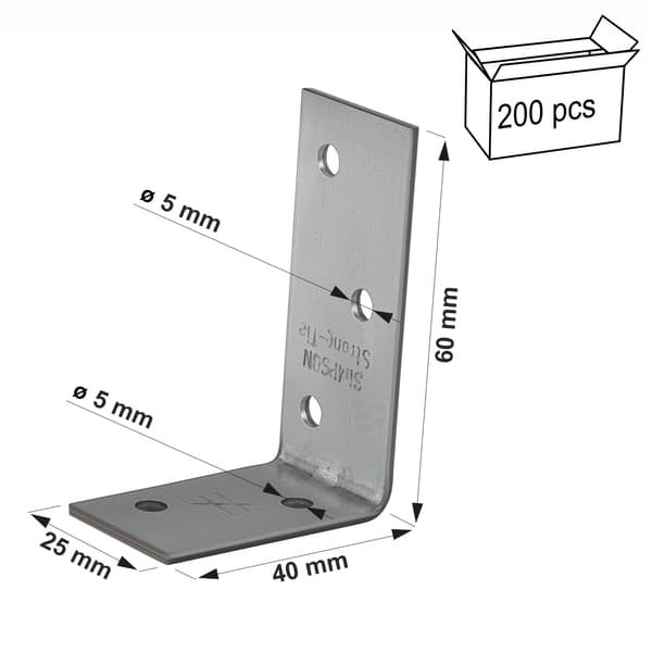Perforerad vinkelkoppling ANPS204625 40X60X2.0X25mm