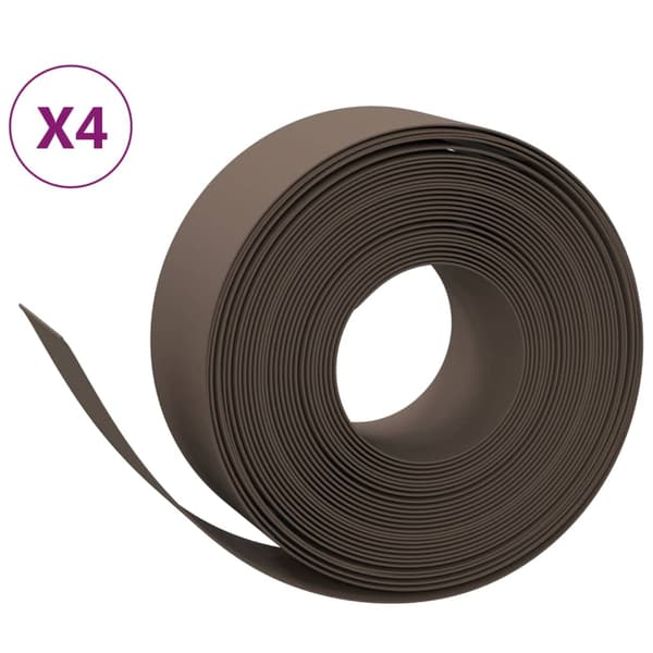 vidaXL Trädgårdskant, 4 st, Brun, 10 m, 20 cm, Polyeten