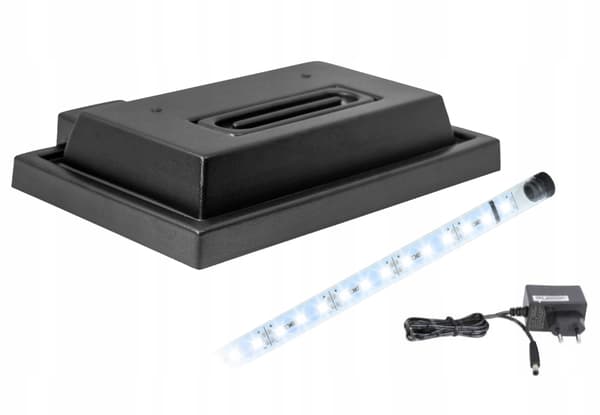 Akvariumlock 40x25 svart + LED-belysning VIT 5630