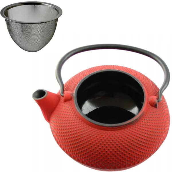 Støbejernskedel 1,5L tekande med teinfuser + 4x kopvarmer