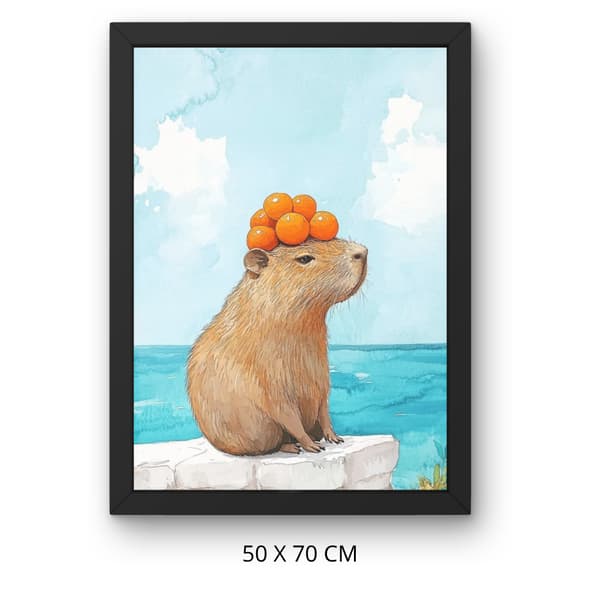 Måla efter nummer-bild med ram Kapybara med apelsiner 50x70 cm