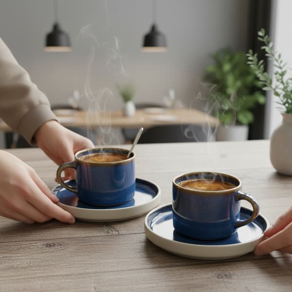 KOPPER MED UNDERKOPPER TIL KAFFE- OG TESERVICE 200 ml GARNET Ø 8,5 CM