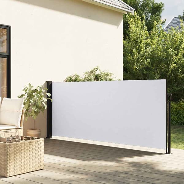 vidaXL Utdragbar sidomarkis vit 100x500 cm