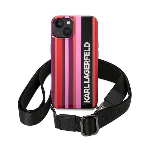 Karl Lagerfeld Color Stripes Strap - iPhone 14 cover (lyserød)