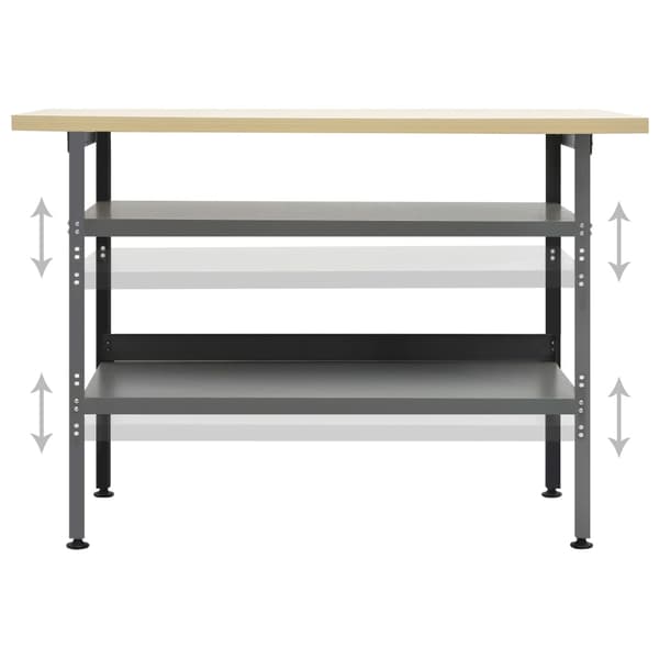 vidaXL Arbetsbord grått 120 x 60 x 85 cm stål