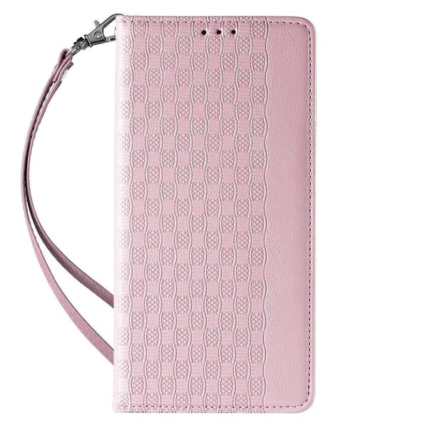 Magnetremskal iPhone 14 Plus Flip-skal Plånbok Mini Snodd Stativ Rosa